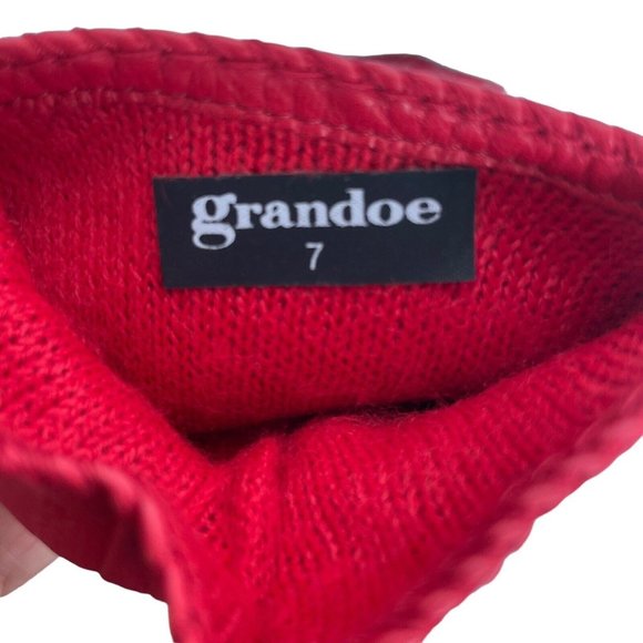 Woman's Grandoe soft Leather Gloves size 7 knit lined Red - Picture 10 of 12